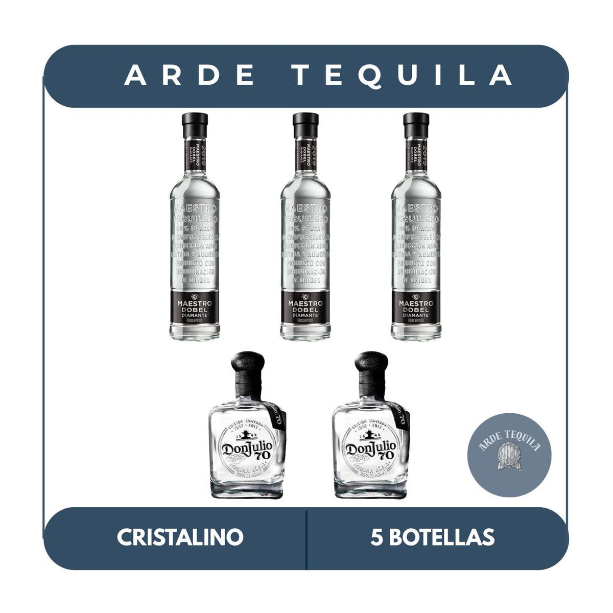 3 Botellas Dobel Diamante y 2 Botellas Don Julio 70 700ml