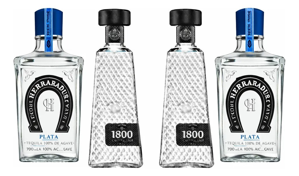 2 Botellas 1800 Cristalino y 2 Botellas Herradura Plata 700ml