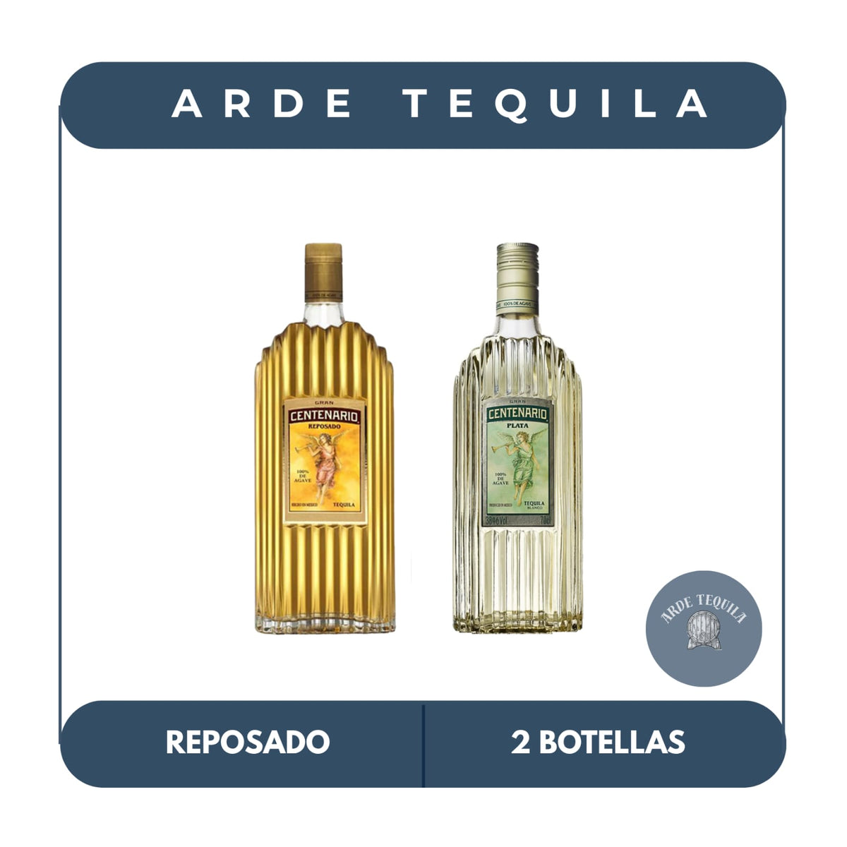 1 Botella Centenario Plata y 1 Botella Centenario Reposado 950ml