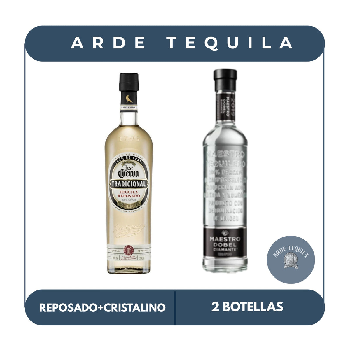 1 Botella Dobel Diamante 700ml y 1 Botella Tradicional Reposado 950ml