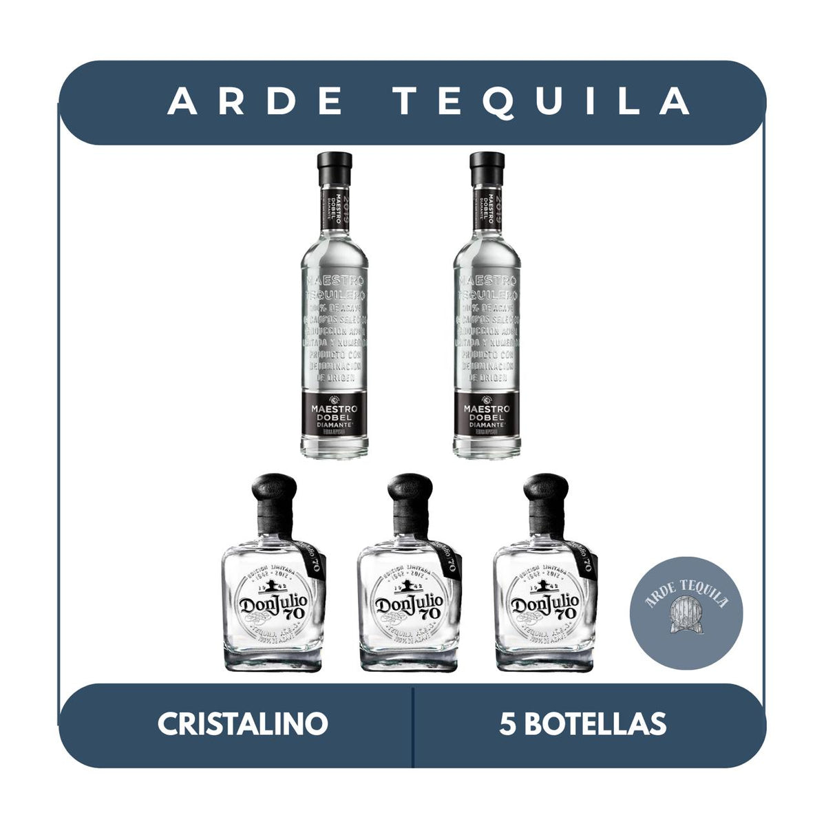 2 Botellas Dobel Diamante y 3 Botellas Don Julio 70 700ml
