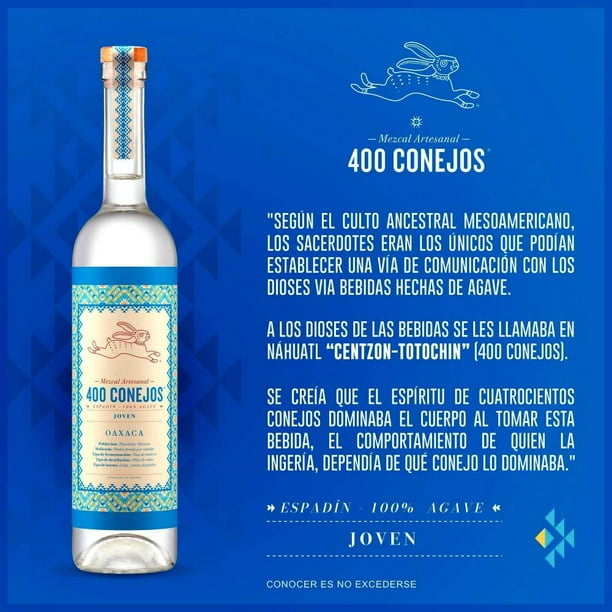 3 Botellas Mezcal 400 Conejos Joven