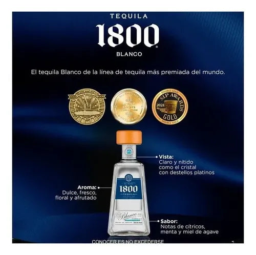 1 Botella 1800 Cristalino y 1 Botella 1800 Blanco 700ml