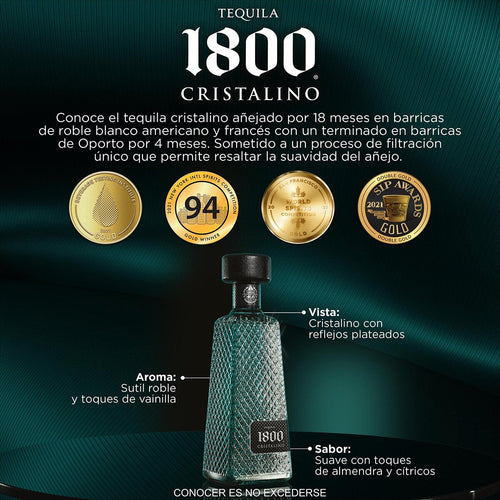 1 1800 Cristalino y 1 Patron Cristalino 700ml