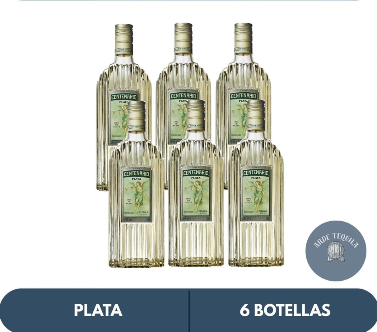 6 Botellas Centenario Plata 950ml