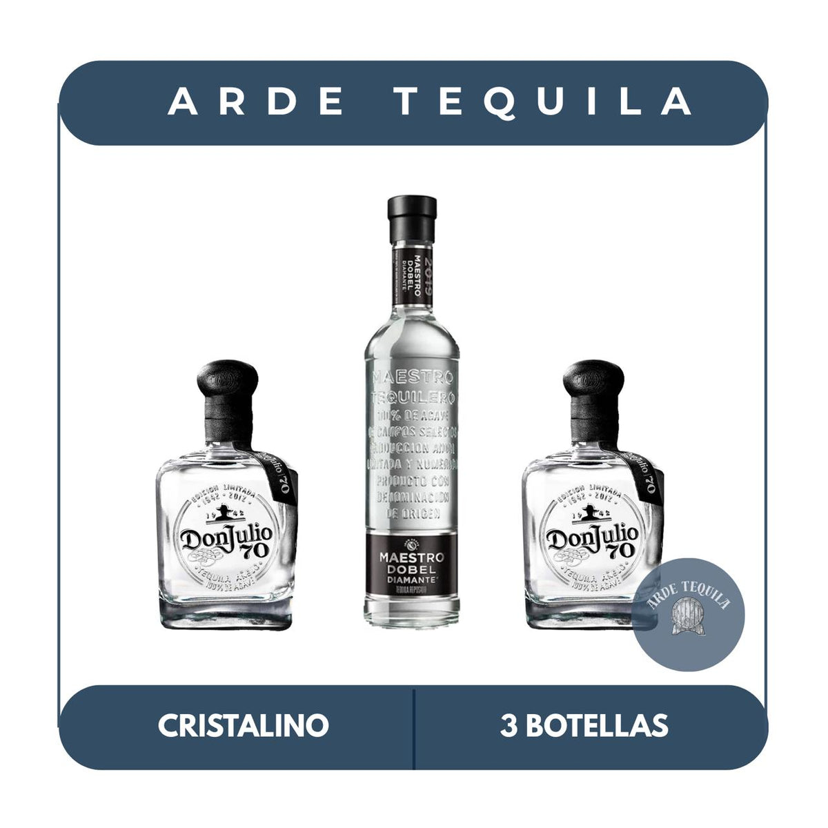 2 Botellas Don Julio 70 y 1 Dobel Diamante 700ml